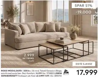 Skeidar Rossi modulsofa tilbud