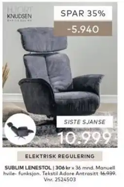 Skeidar Hjort Knudsen Sublim Lenestol tilbud