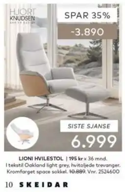 Skeidar Hjort Knudsen Lioni hvilestol tilbud