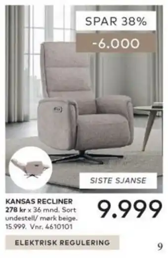 Skeidar Kansas Recliner tilbud