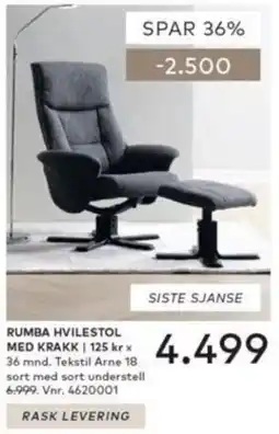 Skeidar Rumba hvilestol med krakk tilbud
