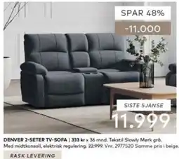 Skeidar Denver 2-seter tv-sofa tilbud