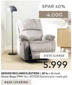 Skeidar Denver Recliner Elektrisk tilbud