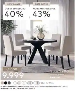 Skeidar furninava guest spisebord morgan spisestol tilbud