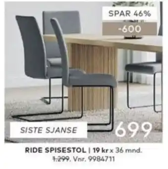 Skeidar Ride spisestol tilbud
