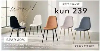 Skeidar Venus spisestol tilbud