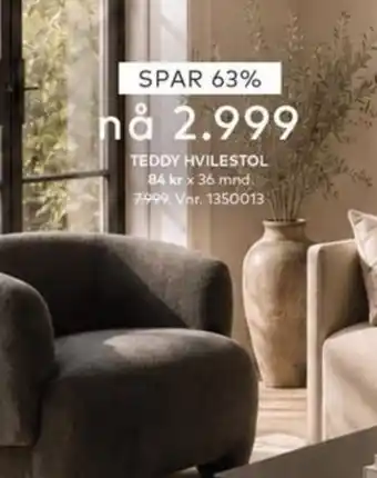 Skeidar Teddy hvilestol tilbud