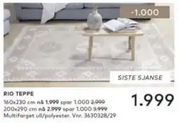 Skeidar Rio teppe tilbud