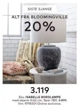Skeidar Bloomingville Isabelle bordlampe tilbud