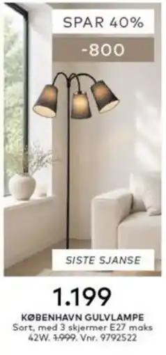 Skeidar København gulvlampe tilbud