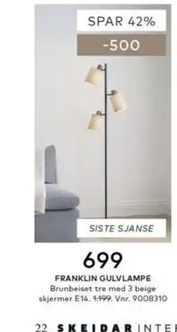 Skeidar Franklin gulvlampe tilbud