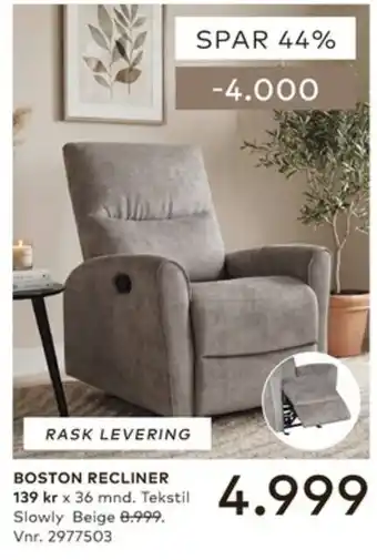 Skeidar Boston Recliner tilbud