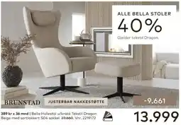 Skeidar Brunstad Bella Hvilestol u/krakk Tekstil Dragon tilbud
