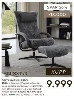 Skeidar Brunstad Delta Jive Hvilestol tilbud