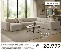 Skeidar Styl modulsofa u-sofa tilbud