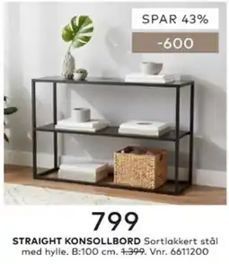 Skeidar Straight konsollbord sortlakkert stål tilbud