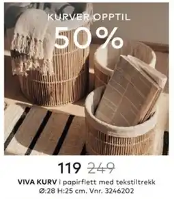 Skeidar Viva kurv i papirflett med tekstilstrekk tilbud