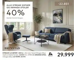 Skeidar Brunstad Stream 2,5-seter tilbud