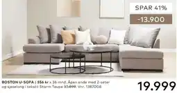 Skeidar Boston U-sofa tilbud