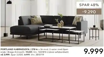 Skeidar Portland hjørnesofa tilbud