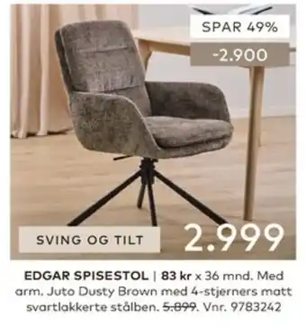 Skeidar Edgar spisestol tilbud