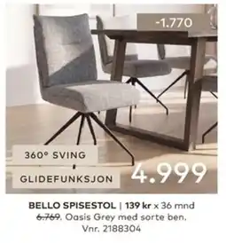 Skeidar Bello spisestol tilbud