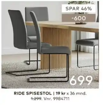 Skeidar Ride spisestol tilbud