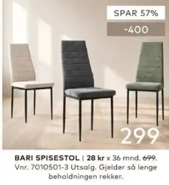 Skeidar Bari spisestol tilbud