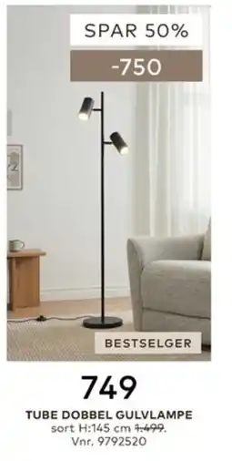 Skeidar Tube dobbel gulvlampe tilbud