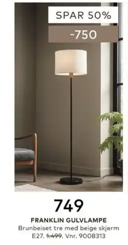 Skeidar Franklin gulvlampe tilbud