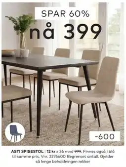 Skeidar Asti spisestol tilbud
