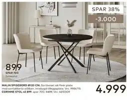 Skeidar Malin spisebord ø120 cm tilbud