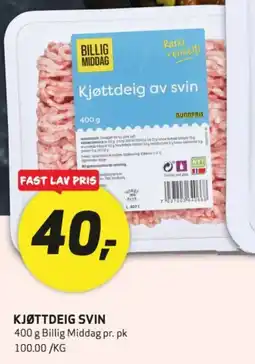 Bunnpris Billig Middag Kjøttdeig av svin tilbud
