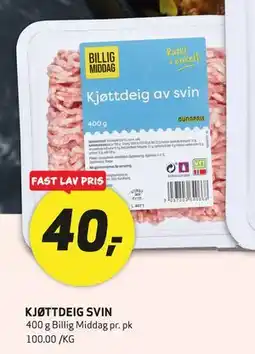 Bunnpris KJØTTDEIG SVIN tilbud