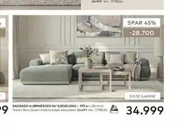 Skeidar SAGRADO HJØRNESOFA M/ SJESELONG tilbud