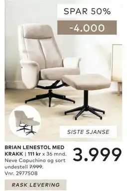 Skeidar BRIAN LENESTOL MED KRAKK tilbud