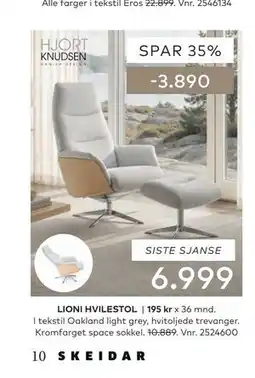 Skeidar LIONI HVILESTOL tilbud