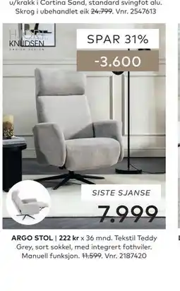 Skeidar ARGO STOL tilbud