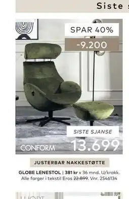 Skeidar GLOBE LENESTOL tilbud