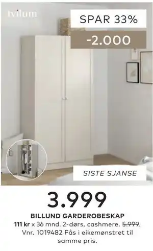 Skeidar BILLUND GARDEROBESKAP tilbud