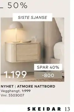 Skeidar ATMORE NATTBORD tilbud
