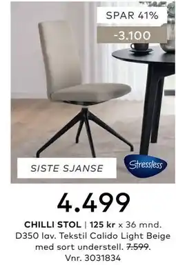 Skeidar CHILLI STOL tilbud