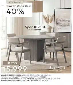 Skeidar WAVE SPISEBORD tilbud