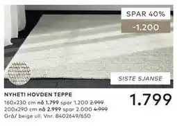 Skeidar NYHET! HOVDEN TEPPE tilbud