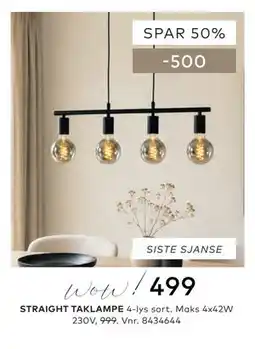 Skeidar STRAIGHT TAKLAMPE tilbud