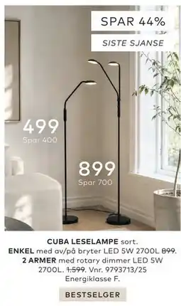 Skeidar CUBA LESELAMPE tilbud