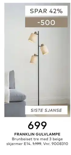 Skeidar FRANKLIN GULVLAMPE tilbud