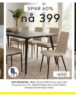 Skeidar ASTI SPISESTOL tilbud