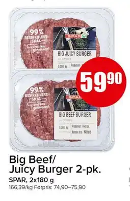 Spar Big Beef/Juicy Burger 2-pk tilbud