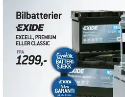 Thansen Exide bilbatterier tilbud